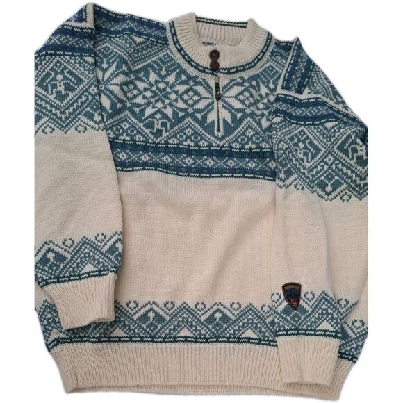 NEW VTG DALE OF NORWAY Men Wool Sweater Sz L Garn Thunder Bay 1995 Fair Isle Ski - Picture 1 of 10